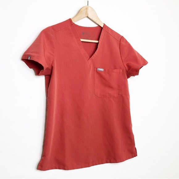 Figs technical collection, orange V-neck tunic top - Picture 7 of 9